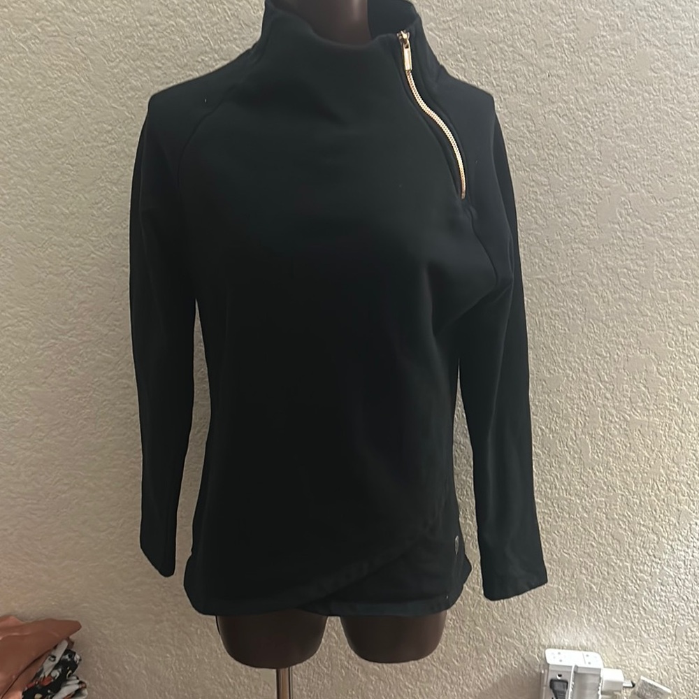Black Balance Collection Pullover with Gold Zipper